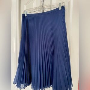 White House Black Market Navy Blue Pleated Midi Skirt